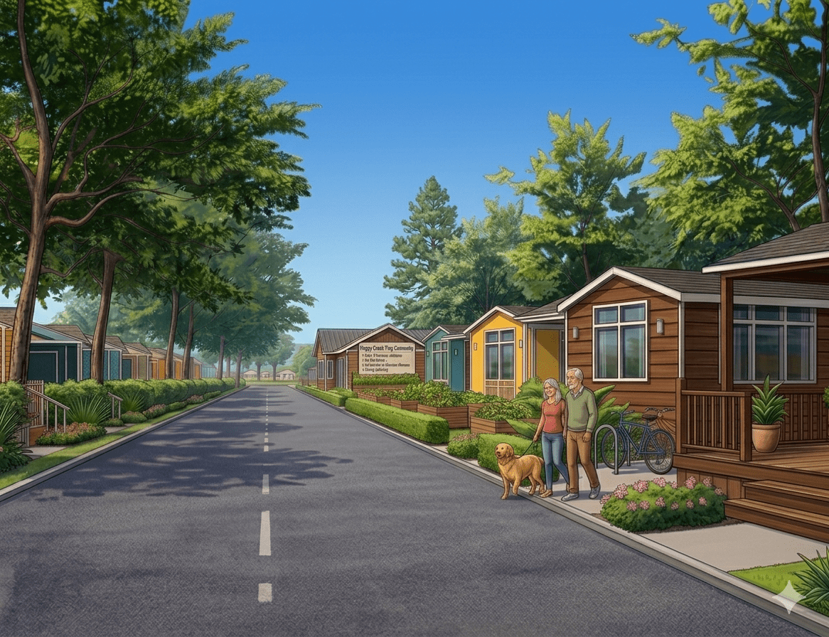 Rendering of new manufactured homes at Courtney Senior Estates