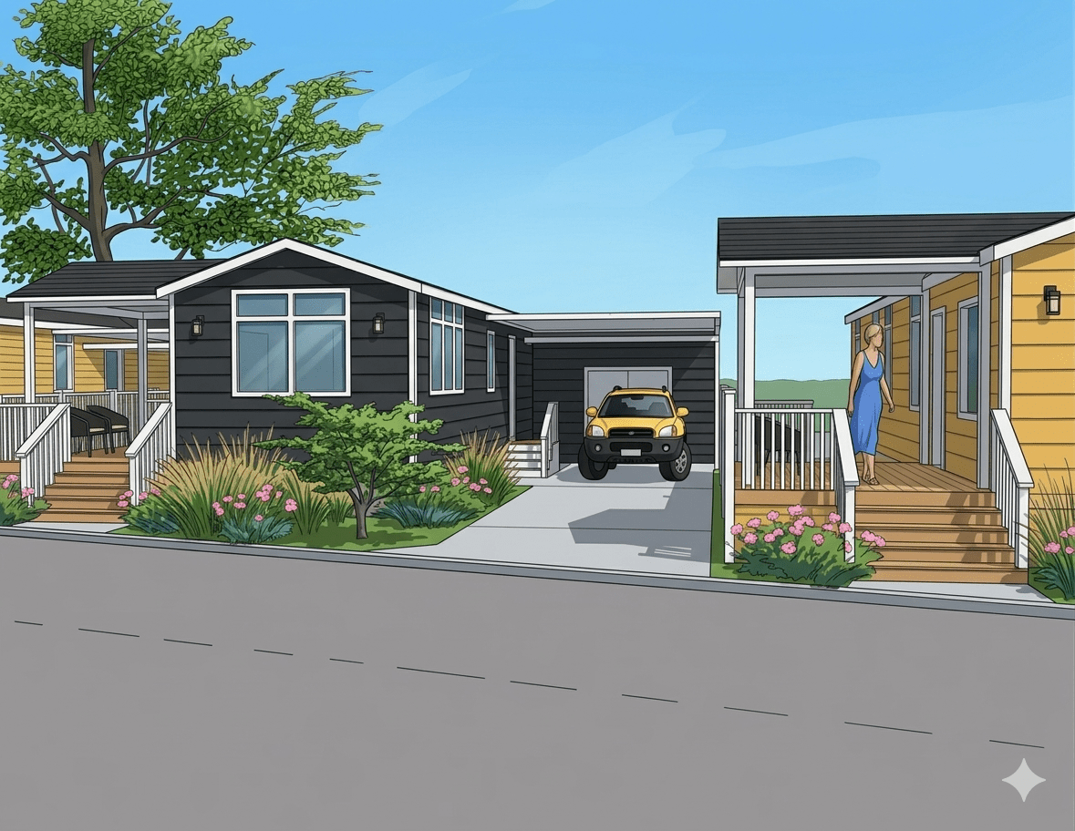 Rendering of a new manufactured home at Courtney Senior Estates